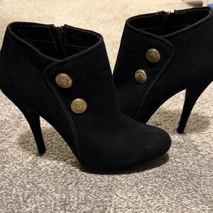Guess Black Ankle Boots with Gold Accents